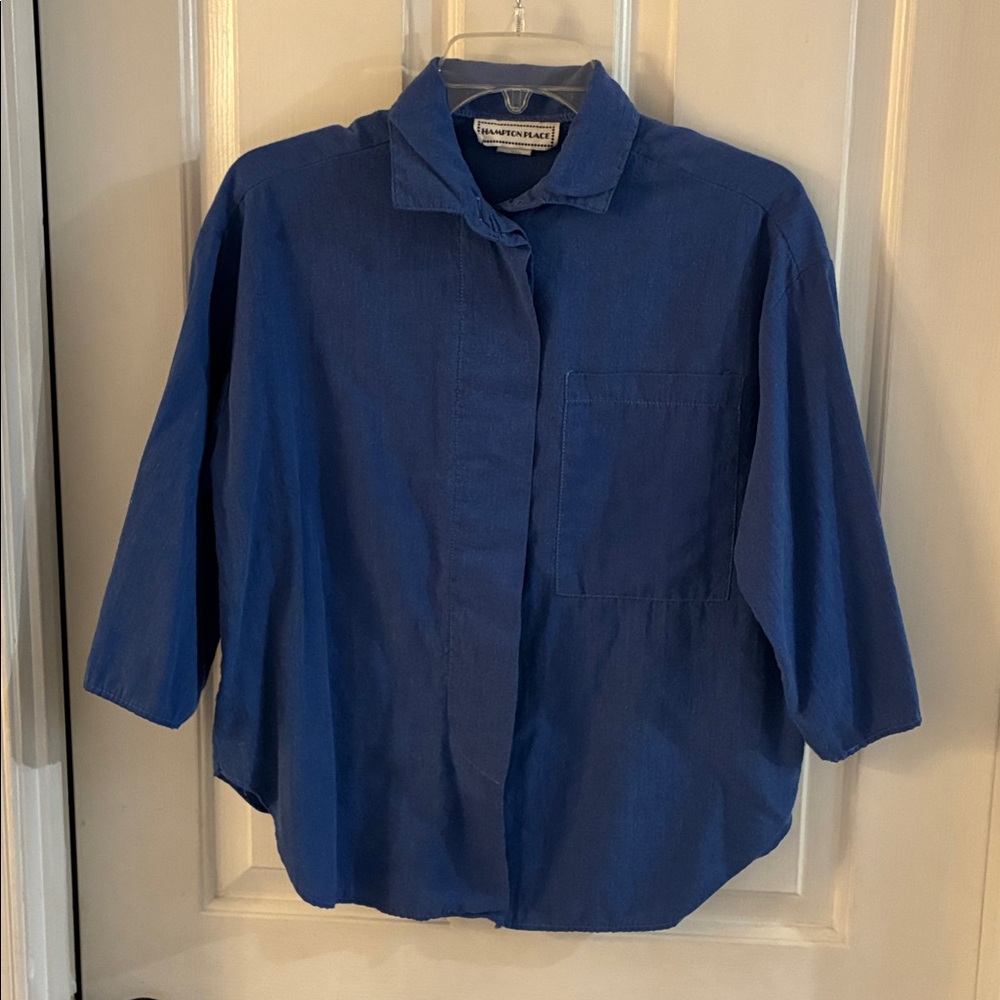 Vintage Hampton Place Women’s Blue Button-Up Shirt